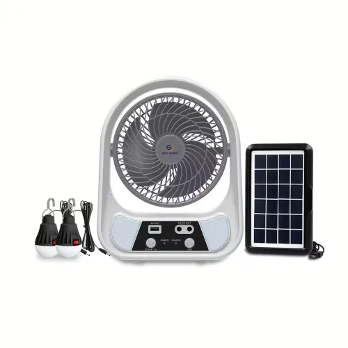 Rechargeable Solar Fan With 2 Light & 2W Solar Panel (EP-608)